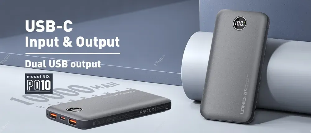 10000mAh Ultra Slim Led Digital Display Power Bank PQ10