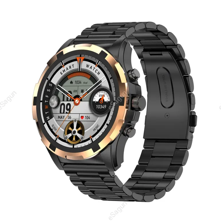 Ultima Magnum E500 Luxury Smartwatch: 1.43” TRU AMOLED Screen, Stainless Steel & Leather Straps, Bluetooth Calling, Advanced Health Suite, 100+ Sports Modes, IP68 Rated Smart Watch