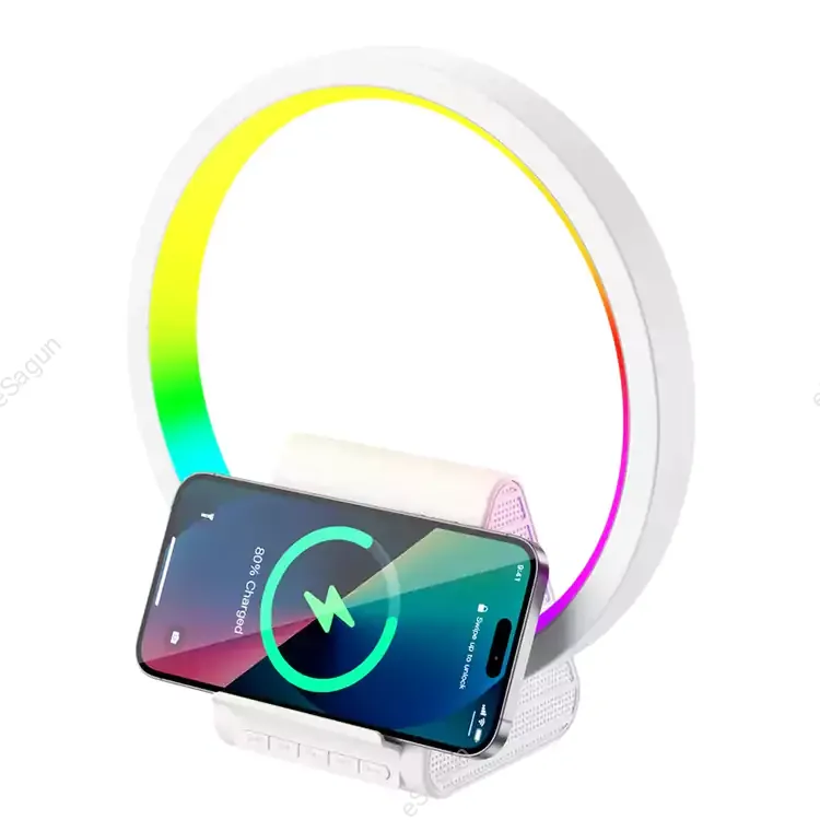 Wiwu 2 in 1 Wireless charger speaker | Led Wireless Recharchable Speaker| Multifunctional Desk Lamp