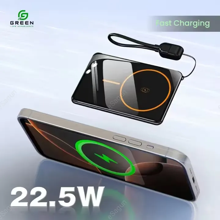 Green MagFlex Magnetic Power Bank 10000mAh 22.5W Fast Charging Nepal