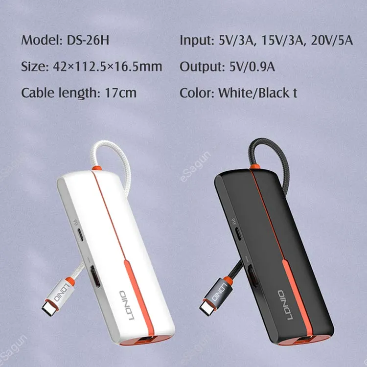 6 In 1 Usb C Dock Station DS-26H