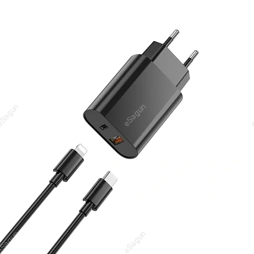 WiWU Wi-U002 C-L High Quality 20W PD+QC Fast Wall Charger With Usb C to Lightning Cable
