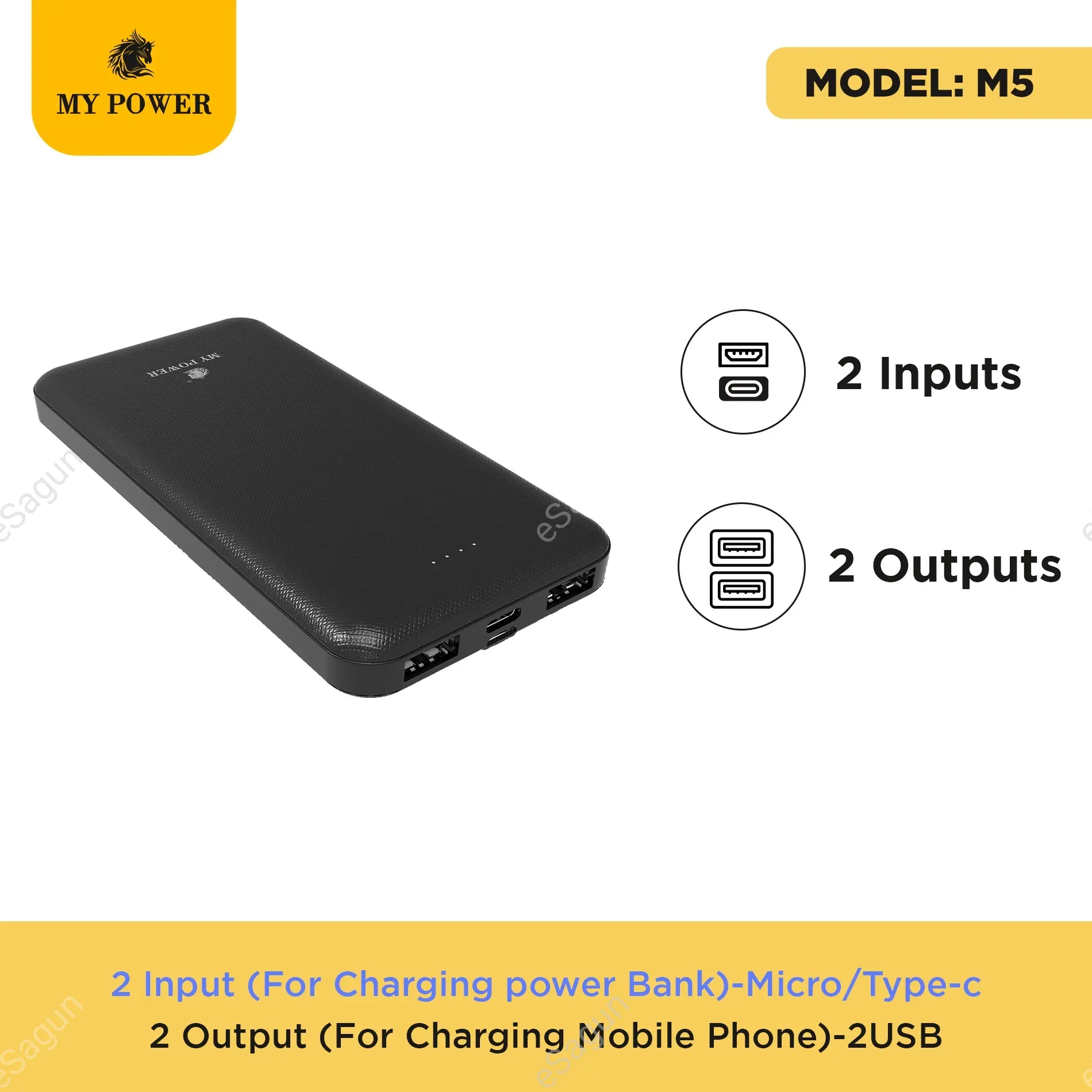 My Power, 10000mAh Powerbank M5, Ultra Thin polymer Powerbank