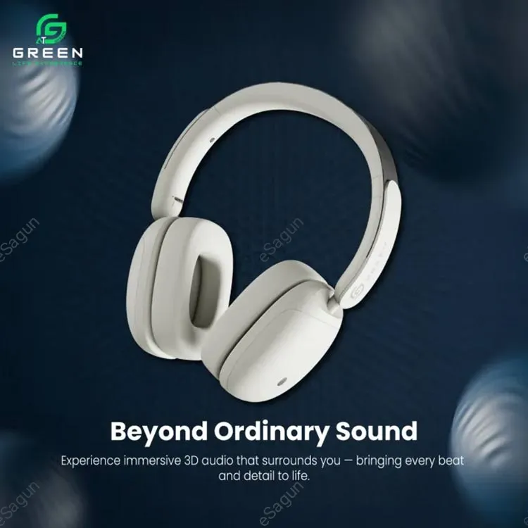 Green Symphony Hybrid ANC Headphones with 40–50dB noise cancellation, 100-hour battery, and Bluetooth JL5.4.