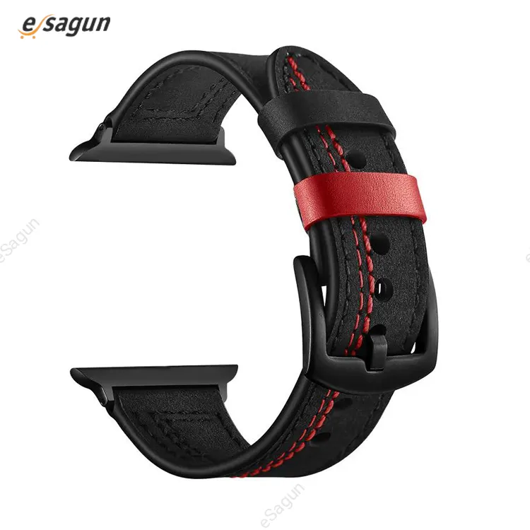 For Apple Watch 42mm 44mm 45mm 49 mm Metal Buckle Crazy Horze Calf Leather Strap