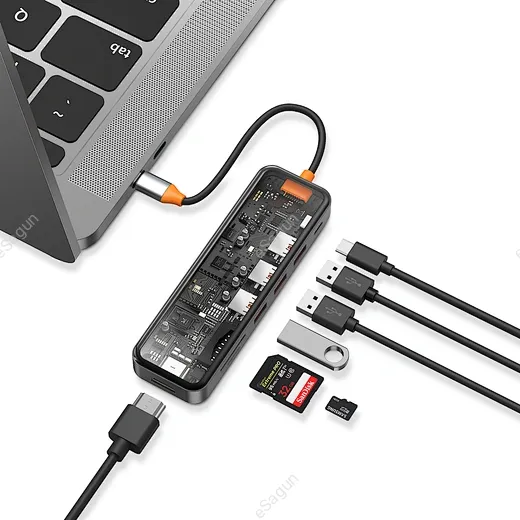 WiWU CB007 Space Gray Usb C 7-in-1 3.0 Ports Type C Hub Adapter For Macbook