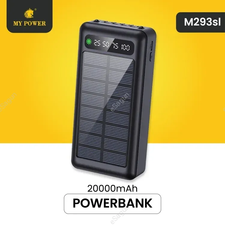 Mypower 20000mAh Solar Powerbank Cable attatched Type-c Input M293 SL