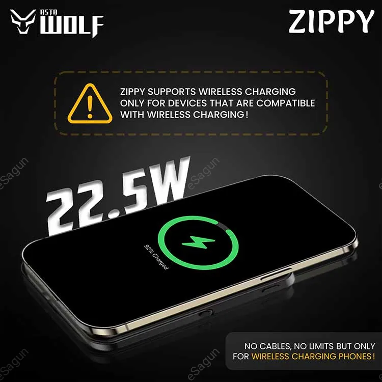 Asta Wolf Zippy Magnetic Wireless Power Bank 10000mAh 15W Fast Charging Nepal