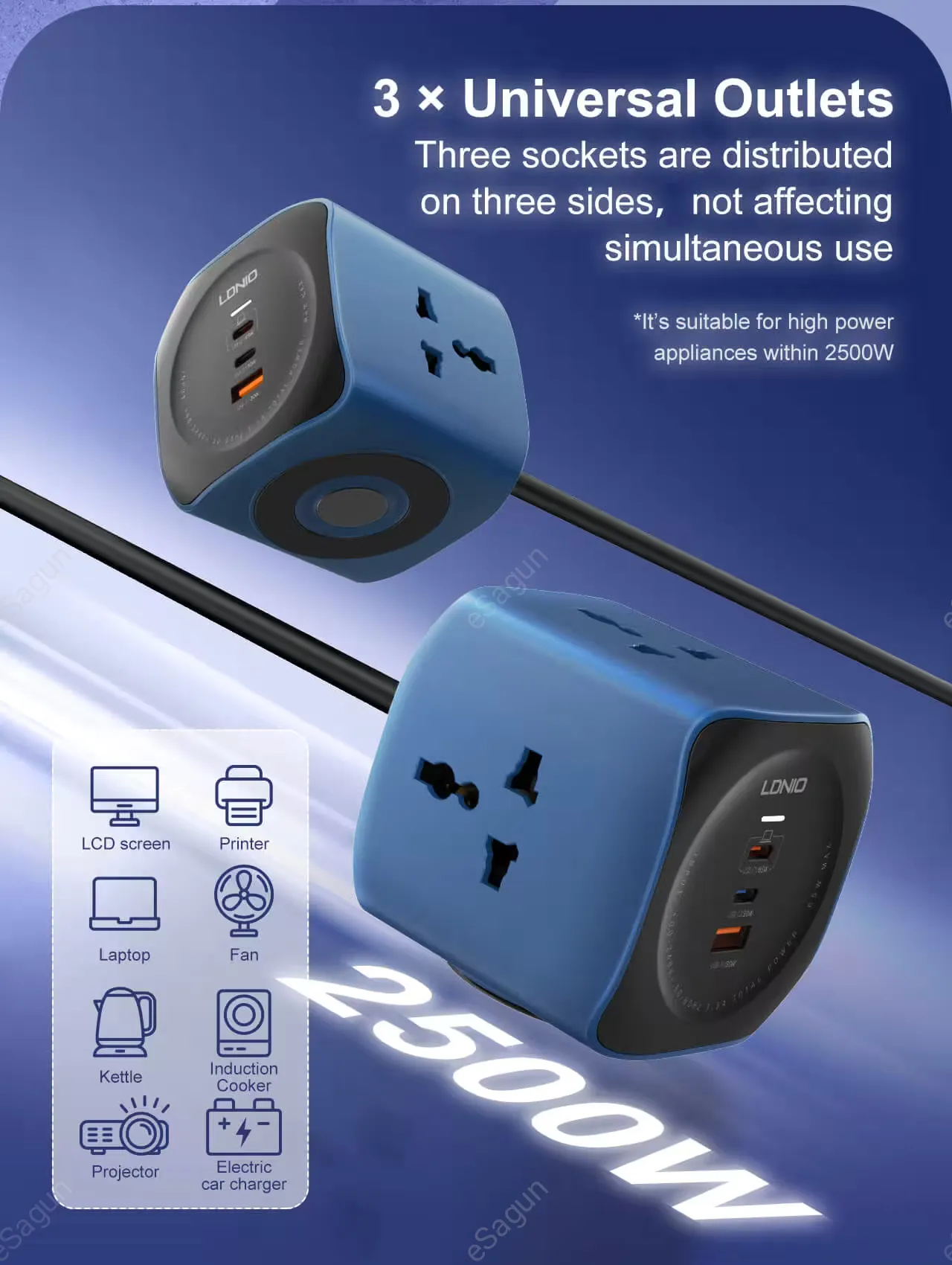 LDNIO SC3319 65W Desktop Charger 6-in-1 Power Socket Adapter Nepal