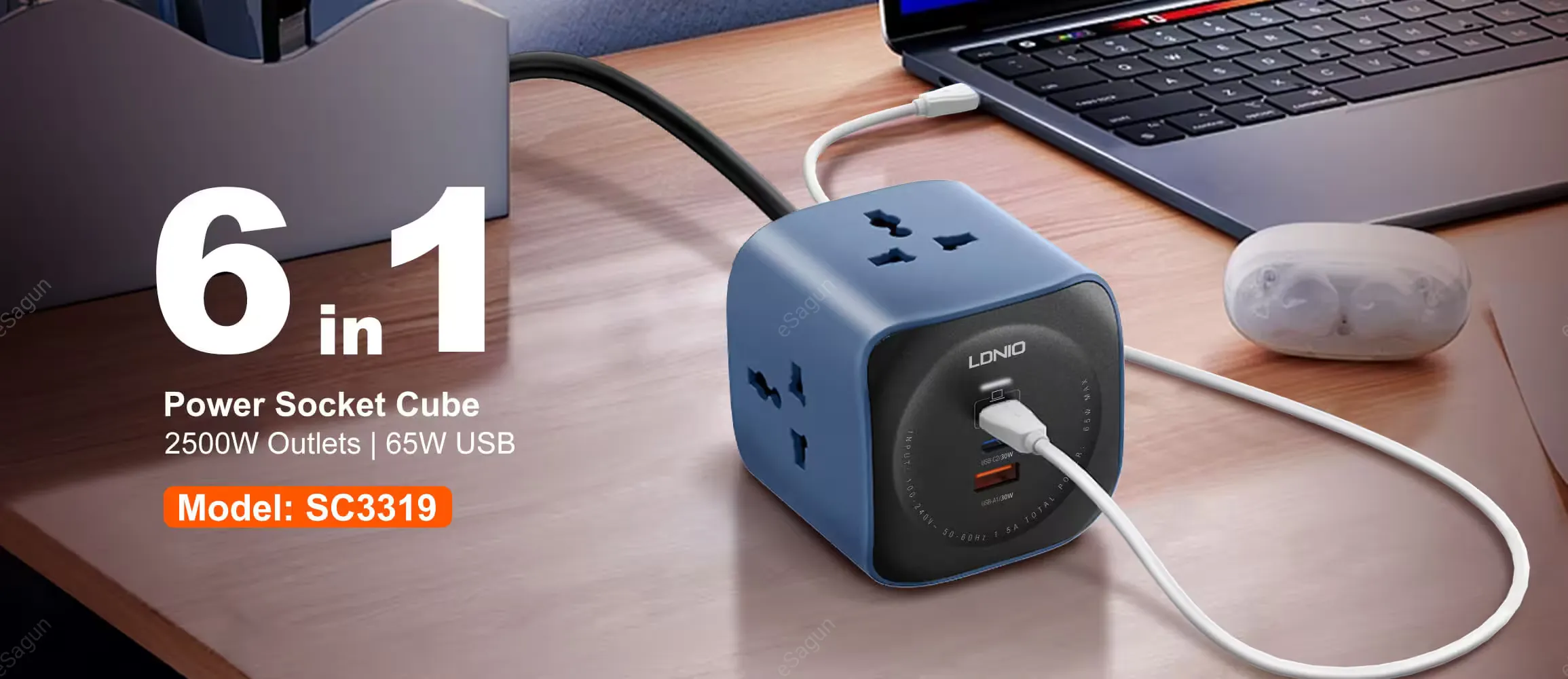 LDNIO SC3319 65W Desktop Charger 6-in-1 Power Socket Adapter Nepal