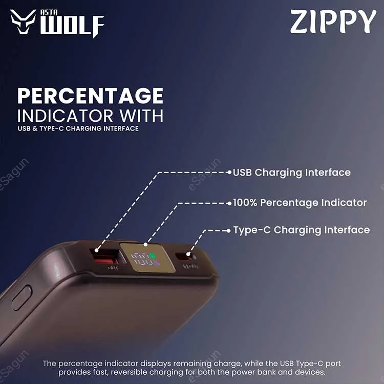 Asta Wolf Zippy Magnetic Wireless Power Bank 10000mAh 15W Fast Charging Nepal