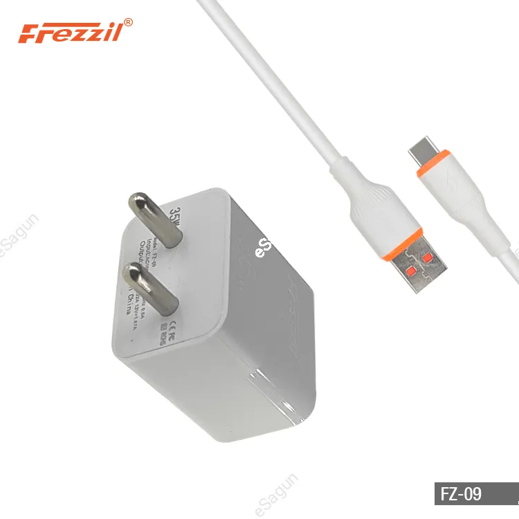 Frezzil FZ 09 35 W Round Two Pin Fast Charger With Type C Cable